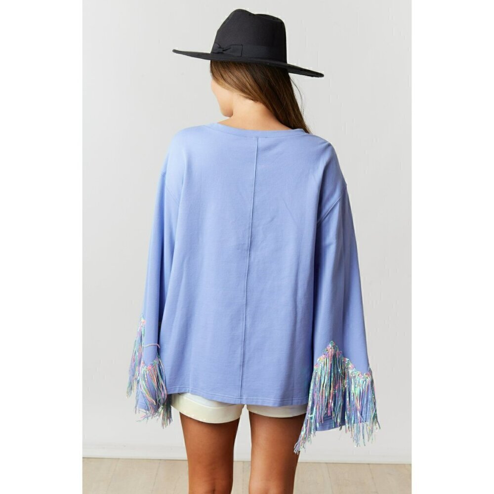 Periwinkle Pop Unicorn Fringe Top - Picture 8 of 8